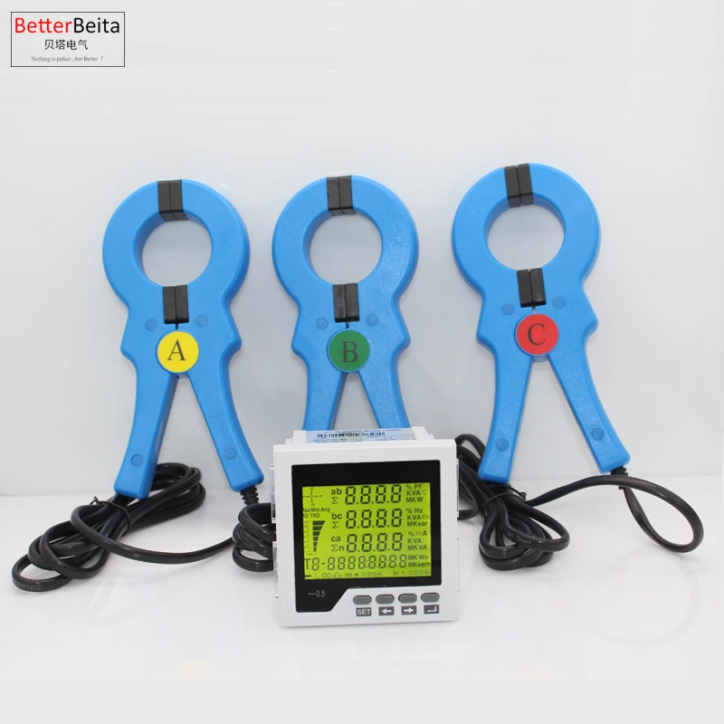 Painel Medidor de Kwh de Fases 100a1000a com Função de Energia Clara com Comunicação Rs485 com Sensor de Braçadeira Medidor Multifuncional