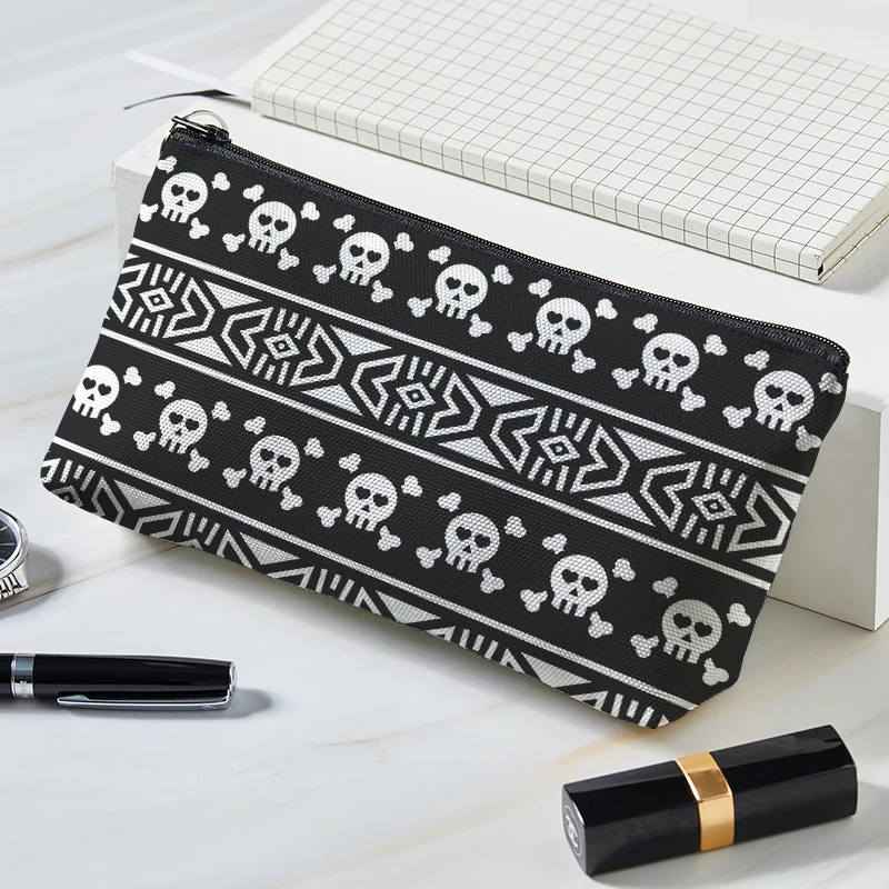 Funny Skull Print Cosmetic Bag Personality Makeup Bag For Women Travel Make Up Storage Pouch Female Portable Cosmetic Case