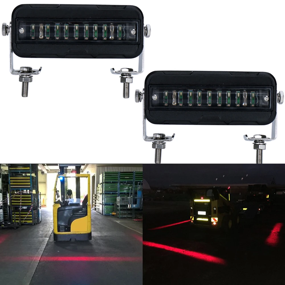 1 Set Forklift Safety Lights Red Zone Warehouse Pedestrian Warning Light 2 Pcs 12V-60V Truck Security Indicator