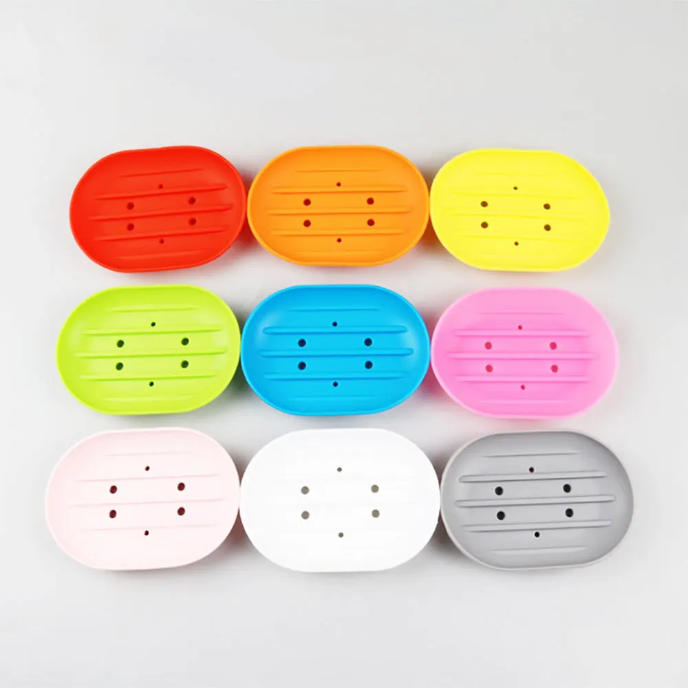 Silicone world Bathroom Dish Plate Case Home Shower Travel Hiking Holder Container Soap Box Soap Rack Flexible Soap Dish