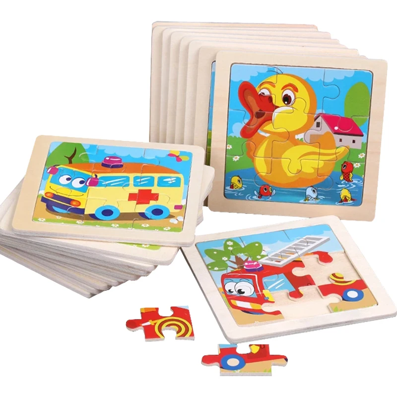 

3PCS/lot Baby Kids Toy Wood Puzzle Wooden 3D Puzzle Jigsaw for Children Baby Cartoon Animal/Traffic Puzzles Educational Toy B1