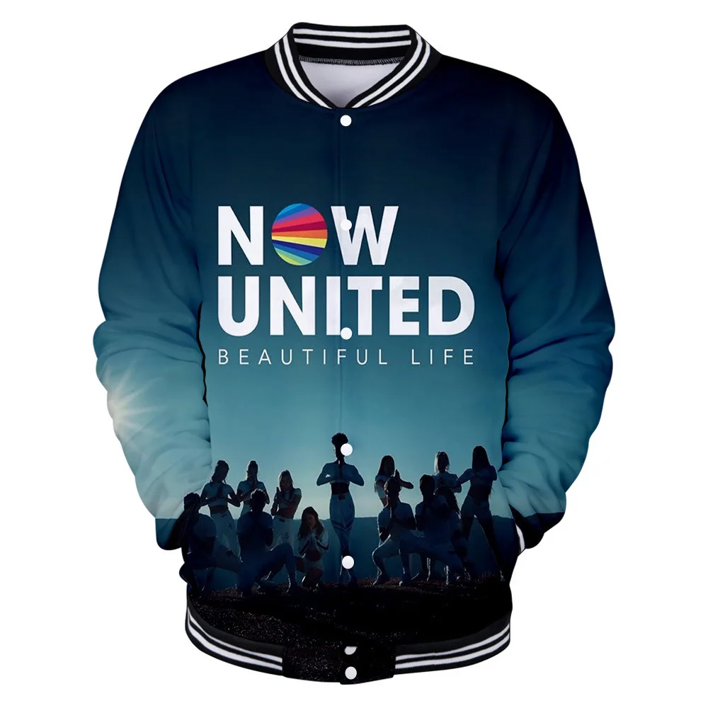 Now United-Chaqueta de béisbol con estampado 3D para hombre y mujer, chaqueta Bomber, ropa de calle, chándal informal, sudaderas con capucha de Hip Hop