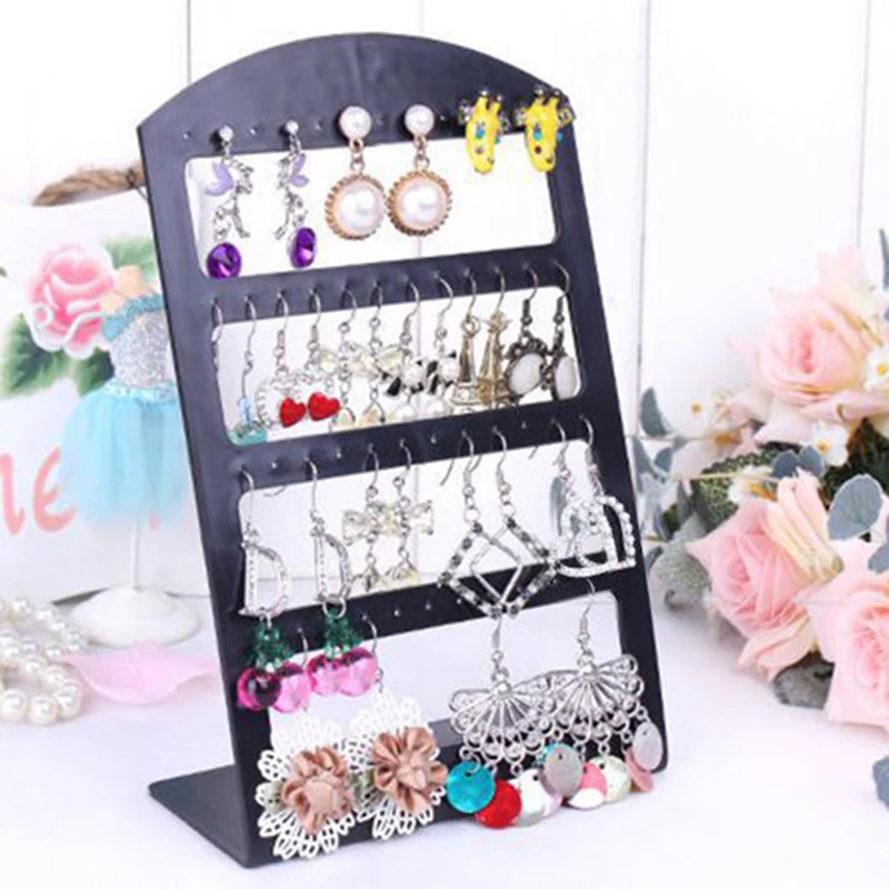 48 Holes Jewelry Organizer Stand Black Plastic Earring Holder Pesentoir Fashion Earrings Display Rack Etagere Jewelry Display