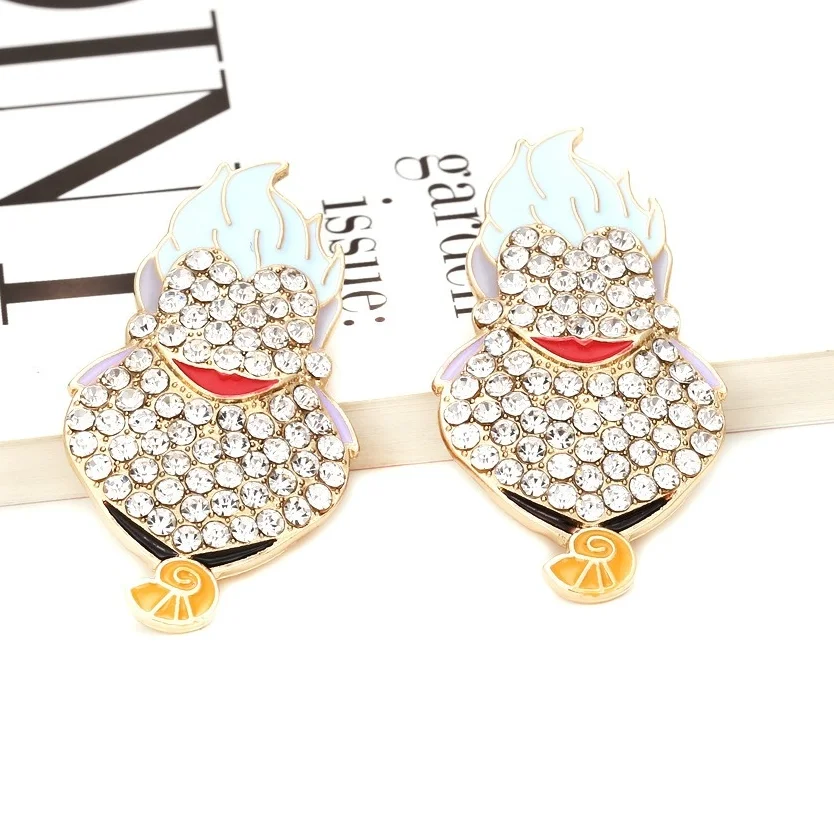 Exaggerated Rhinestone Characters Earrings for Woman 2023 Halloween Earrings Jewelry Party Casual