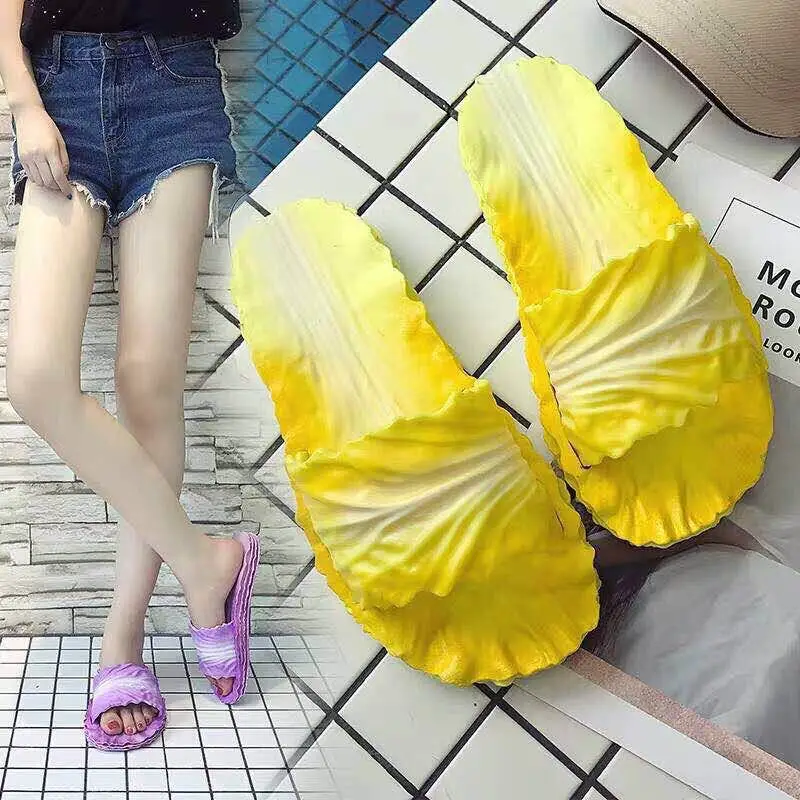 Cabbage Shape Slipper Women\'s Summer Bathroom Anti-slip Bath Students Fashion House Slippers Creative Shoes Children