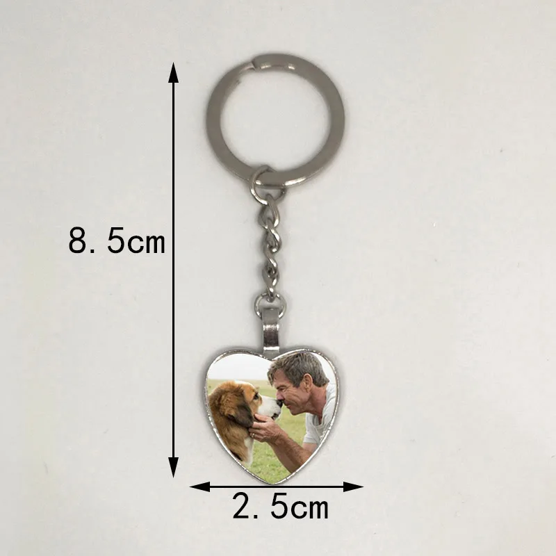 Custom DIY Dog Photo Keychain I Love Dog Glass Crystal Pendant Mini Heart Keychain Car Key Man and Girl Favorite Gift Souvenir