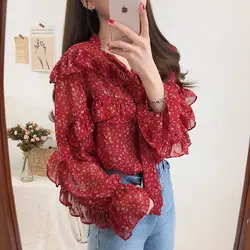 Vy1222 2021 spring summer autumn new women fashion casual chiffon shirt woman female OL vintage long sleeve collar blouse