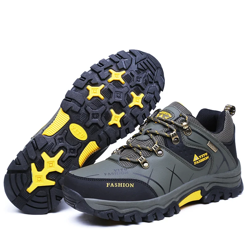 Brand New Spring Autumn Men Work Casual Shoes Men Outdoors Leather Round Toe Sneakers Men Climbing Hiking Shoes Big Size 39-47