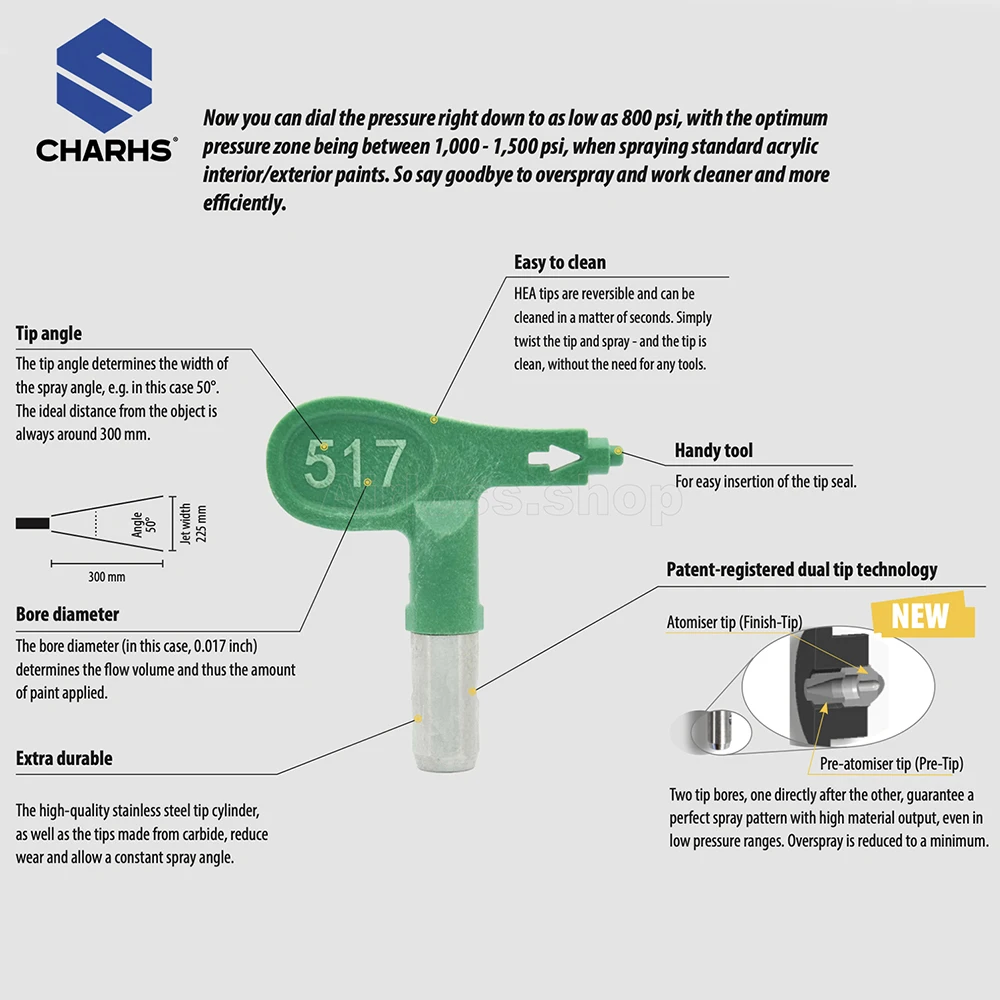 CHARHS HEAPro tips 211/213/311/313/411/413/415/517 Low Pressure Airless Tip airless nozzle holder sprayer gun HEA Pro nozzle