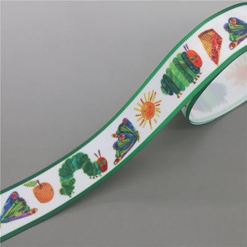 DUWES 50yards Hungry caterpillar Printed Grosgrain Ribbon Accessory Hairbow Headwear Decoration DIY Wholesale OEM D1463