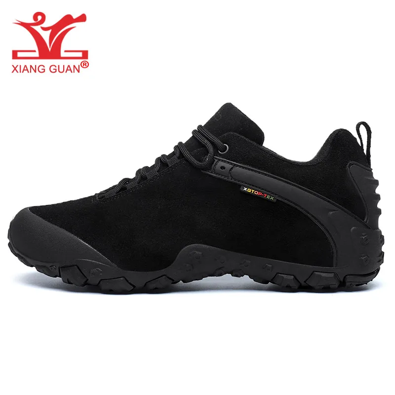 

XIANG GUAN Hiking Shoes Men Women Waterproof Cow Leather Black Sandy Low for Outdoor Rock Climbing Mountain Trekking Sneakers 11