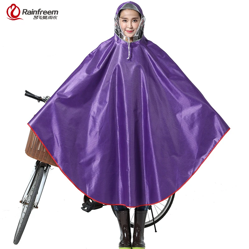 Rainfreem Impermeable Raincoat Women/Men Thick Bicycle Rain Poncho Plaid Oxford/Knitting Jacquard Women Waterproof Rain Gear