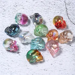 Glass Lampwork Colored Glaze Skull Beads Pendant Accessories For Jewelry Making Necklace Bracelet Diy Wholesale No Hole