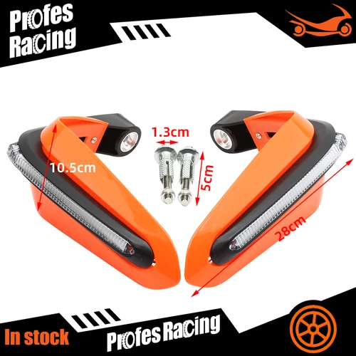 Imagen 2 del producto Guardamanos con luz LED para motocicleta, para la mayoría de manillares de 15mm de diámetro, ATV, Dirt Bike y otros modelos, protectores de manos, protección contra caídas