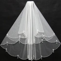 Velo da sposa con perle corte a 2 strati di migliore qualità velo da sposa da donna in Tulle bianco avorio con pettine accessori da sposa