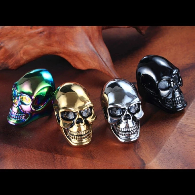 The New  Cool Men Boy Gothic Punk Black Silver color Gold Big  Skull 316L Stainless Steel Ring