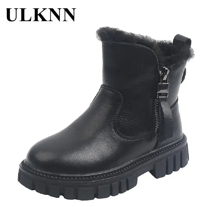 

Girl Winter Boots Plush Fashion Chelsea Boots For Kids Girls Baby Boys Leather Shoes Rubber Boots Non-slip Sneaker Children's