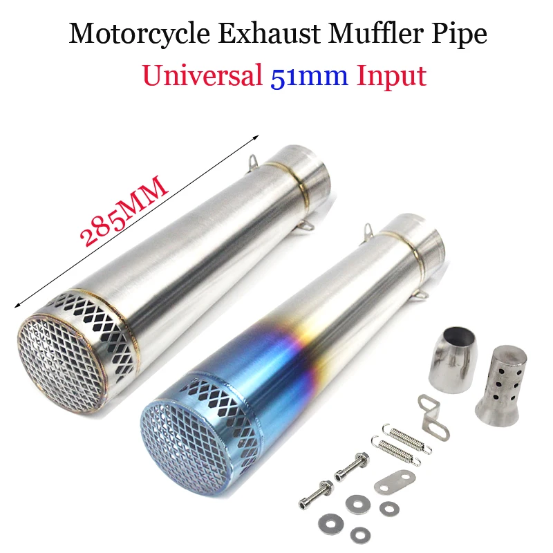 

51mm Exhaust Vent Pipe DB Killer Stainless Steel Escape Universal Silencer Tubes Refit 285mm 320mm Length Muffler System