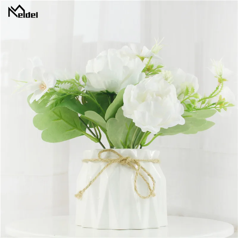 

30cm Rose White Silk Peony Artificial Flowers Bouquet Cheap Pink Peonies Fake Flowers for Home Wedding Decoration indoor 3 Bunch