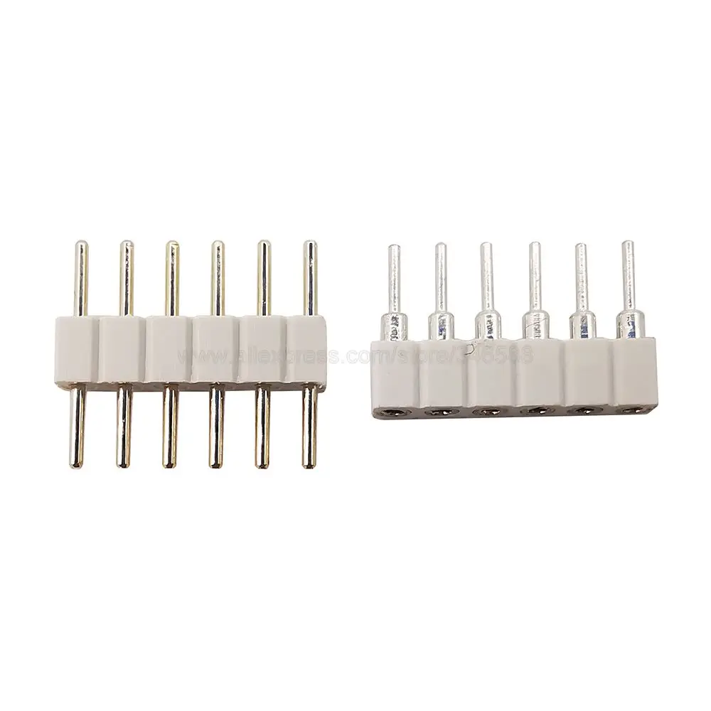 20pcs/lot 6Pin LED Connector 2.0mm 2.54mm Pin Pitch Needle Male to Male or Female Connector LED Accessories for RGBCCT LED Strip