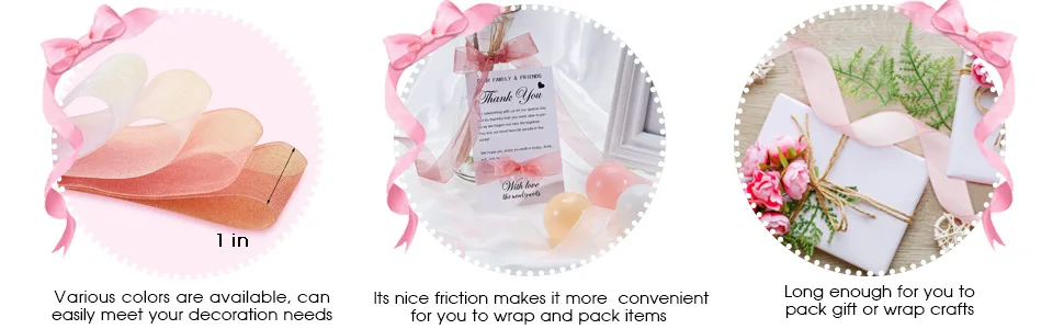 10 Yards/Lot schiere Chiffonband Organza Satinbänder für Geschenkverpackung Dekoration Hochzeitssträuße Party Kranz Spitzenstoff – Detail 24