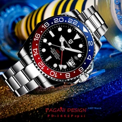 PAGANI DESIGN Top Brand Sapphire Glass Mechanical Watch reloj hombre Luxury Men  Automatic Wristwatch Stainless Steel GMT Watch