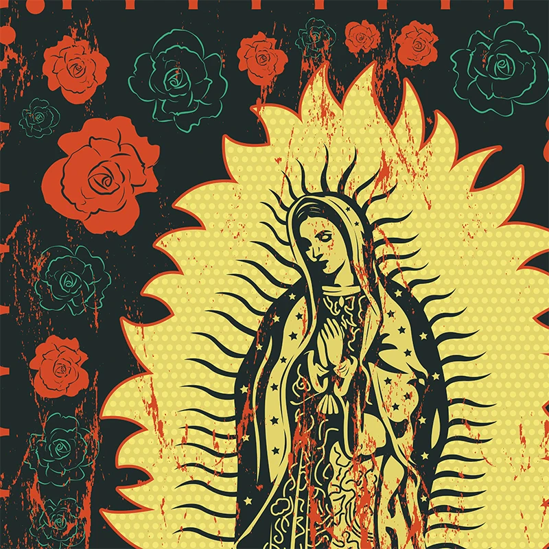Guadalupe Lady in Mexico Art Painting Print on Canvas Poster Woman Picture Vintage Style for Living Room Bedroom Home Decor