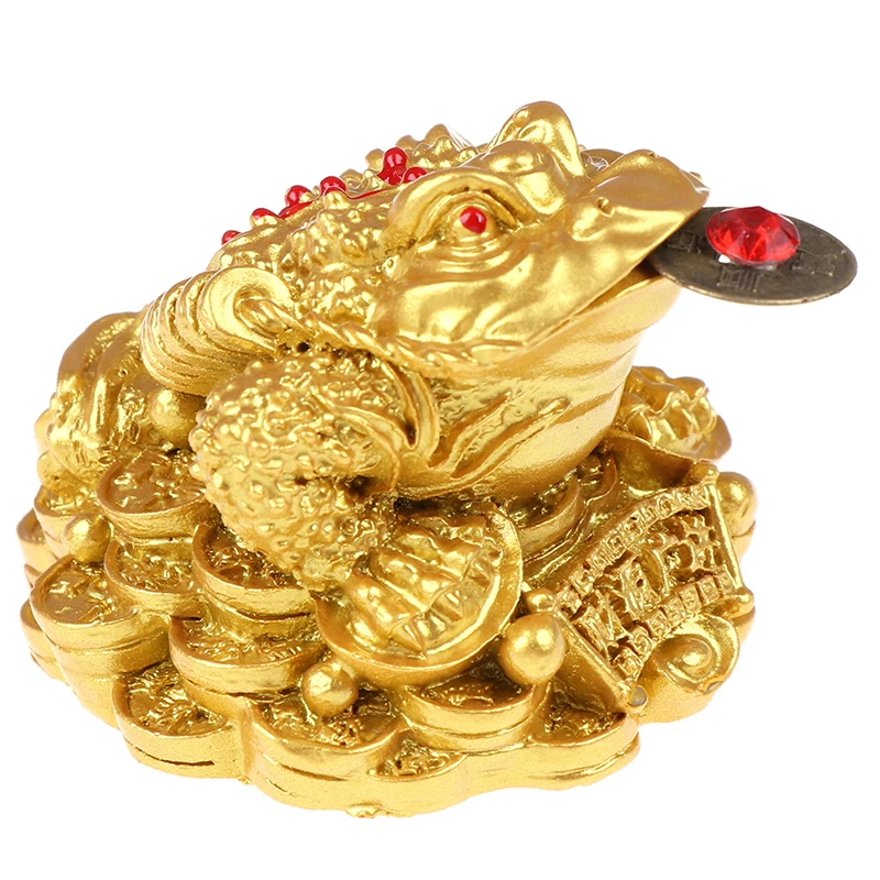 Feng Shui Kröte Geld GLÜCK Glück Reichtum Chinesische Goldene Frosch Kröte Münze Home Büro Dekoration Glück Geschenke Tabletop Ornamente