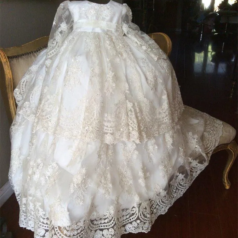 Baby Christening Gowns Infant Baby Girl Dress Baptism for Little Girl Clothes Summer Dresses for Baby Girl Wedding 3PCS