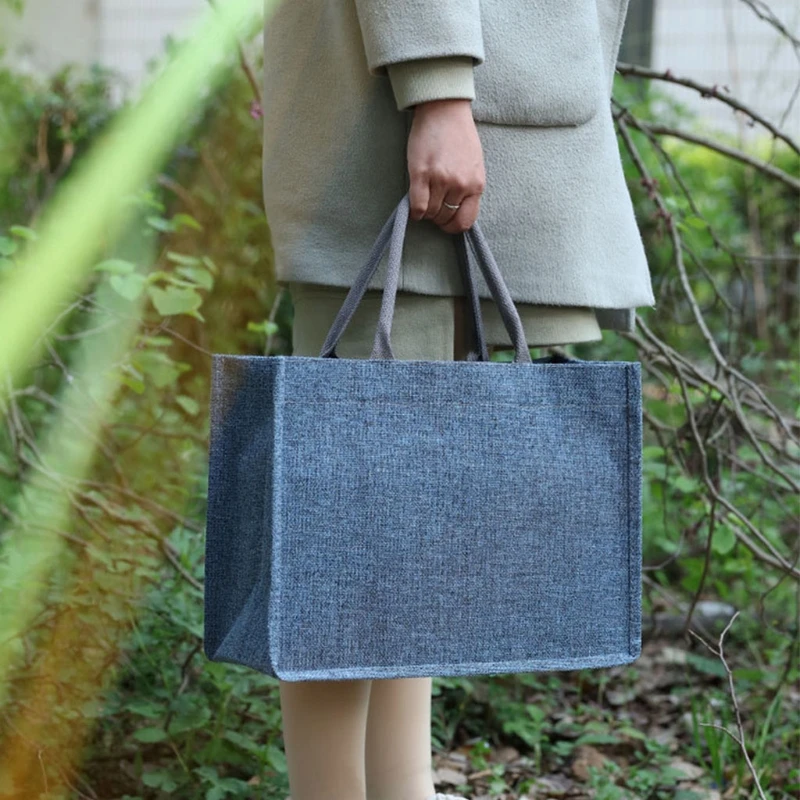 Tote in tela di iuta borse per la spesa riutilizzabili di grandi dimensioni con manici borsa per la spesa da donna Organizer da viaggio da spiaggia