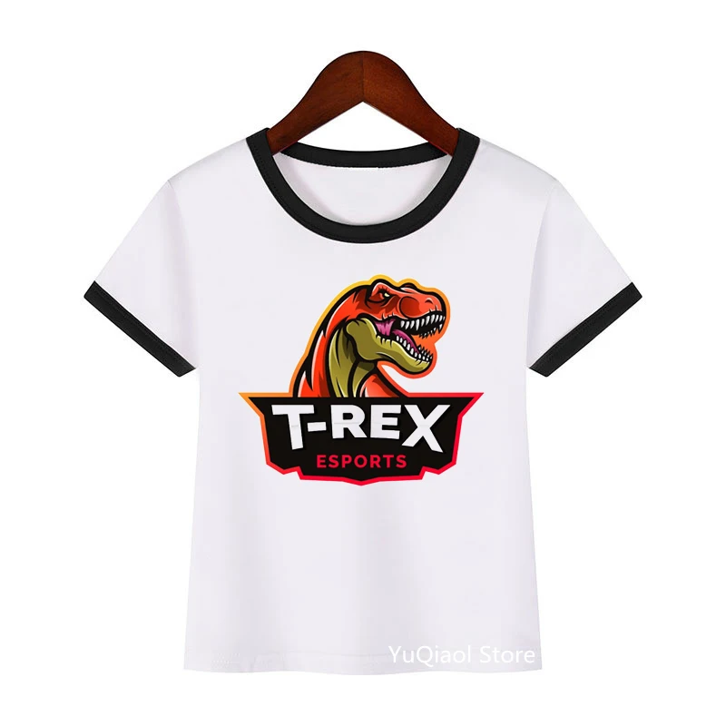 

Fashion T-REX Dinosaur Print Boys T-Shirt Summer Children's Clothes White Short Sleeve T-Shirt Camisetas Teens Tops Tees 3 to 13