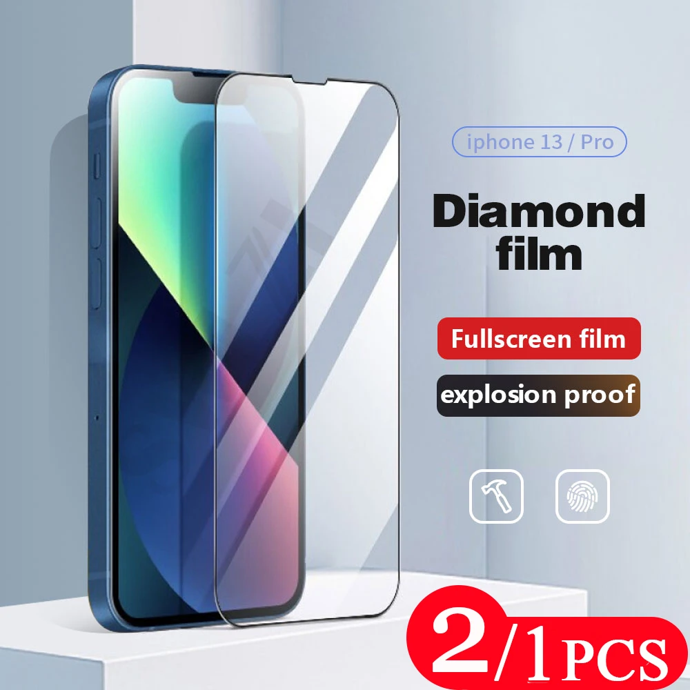 2/1Pcs 9D Glass Smartphone protective Film for iphone 13 Mini 12 11 Pro Plus X XS Max XR Tempered Glass Phone Screen Protector