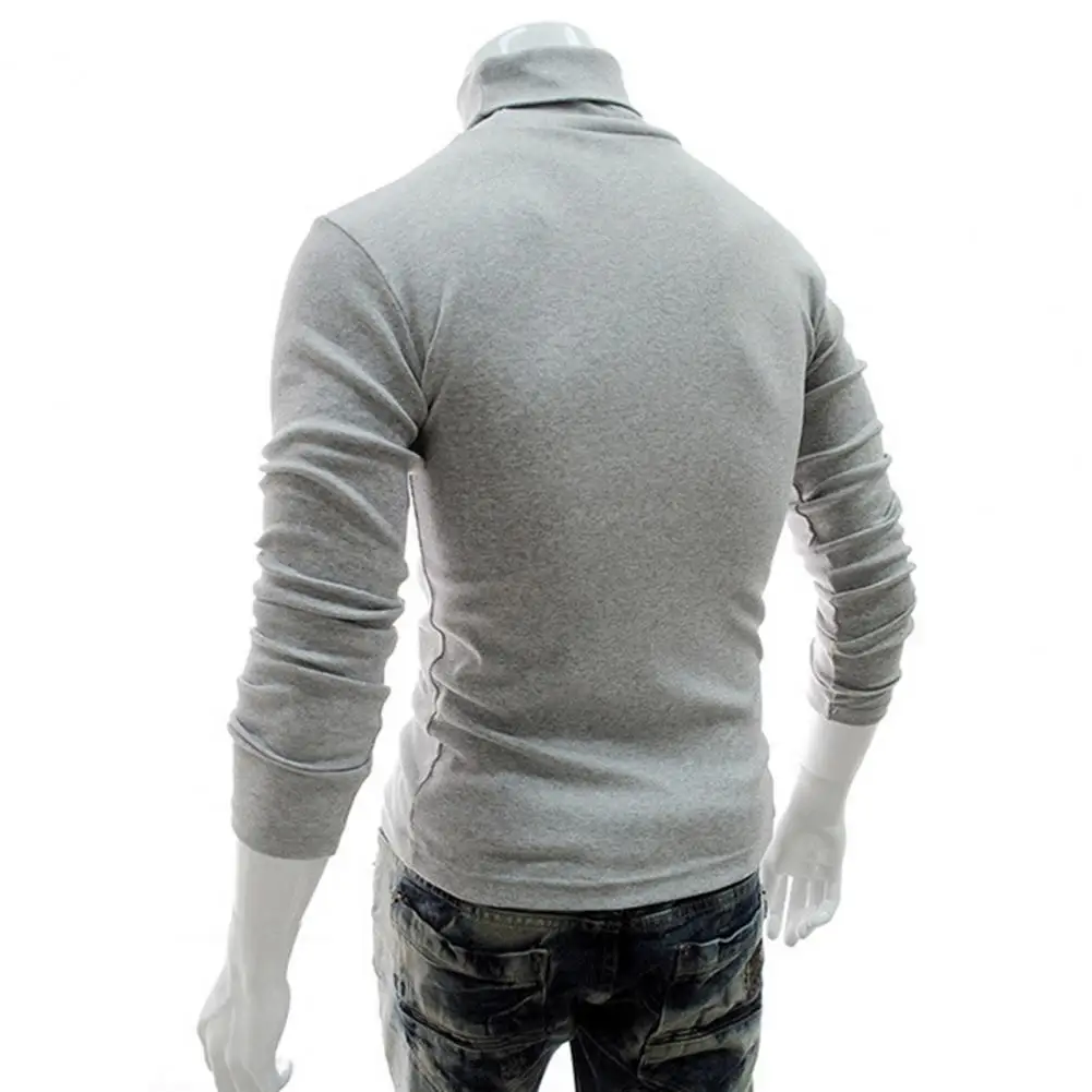 Размера плюс вязаный пуловер Мужской свитшот Топ водолазка зимний эластичный тонкий свитер трикотажная одежда осень