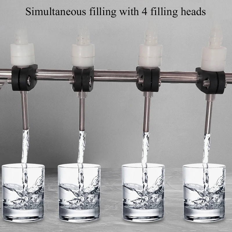 

High Production Four Heads Desktop Automatic Liquid Filling Machine With Conveyor Belt For Small Business