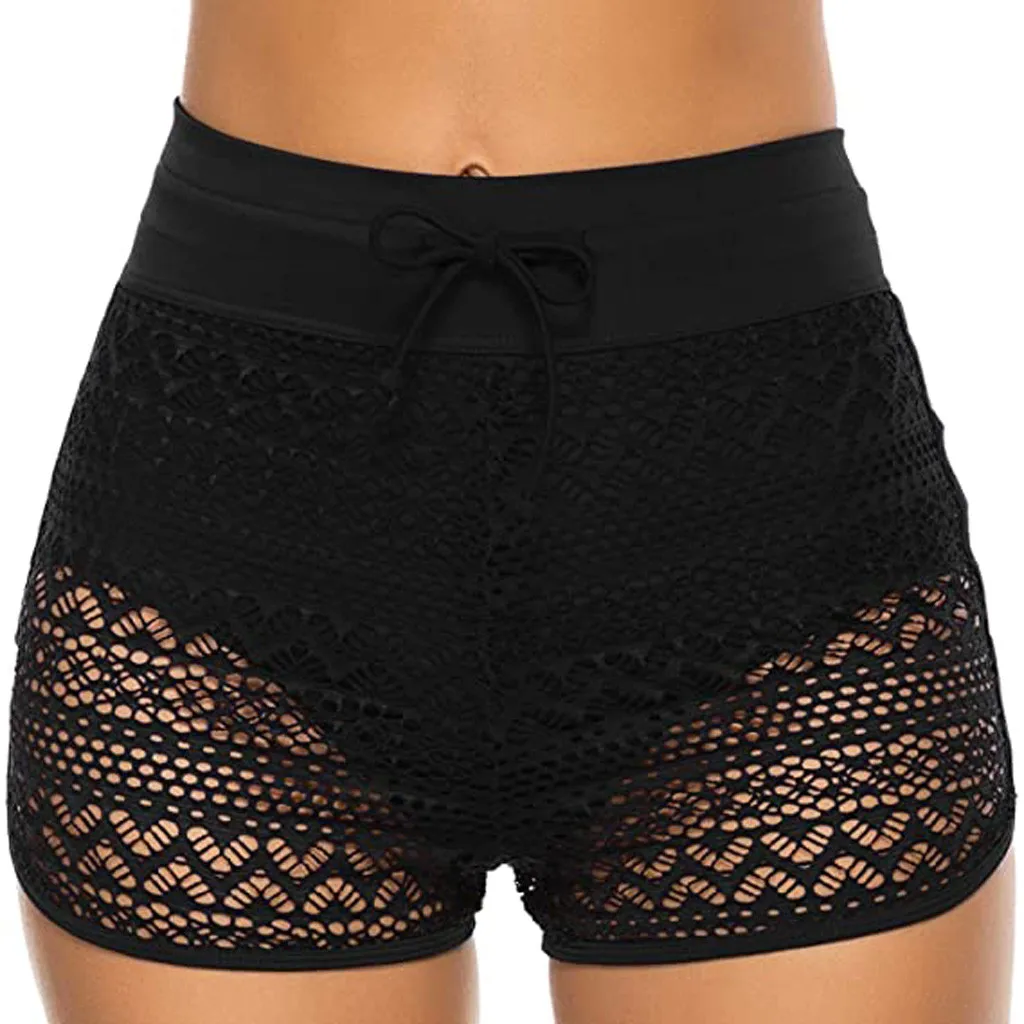 

women lace Swim Pants Shorts Summer Lace black Shorts New Ladies Mini Mesh Crochet bottom Women Short Pants beachwear#0316g30