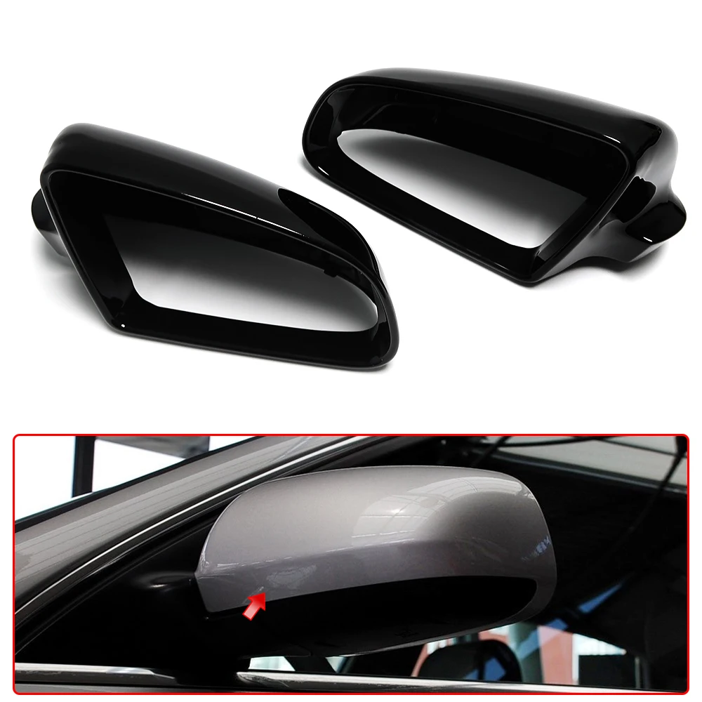 

Glossy Black Side Rear View Rearview Mirror Cover Cap Replacement For Audi A6 S6 C6 4F 2004-2008