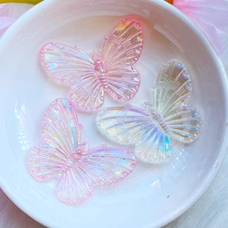 10Pcs New Cute Small AB Plated Butterfly Flat Back Resin Cabochons Scrapbooking DIY Jewelry Craft Decoration Accessorie