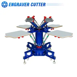 4 Color 4 Station Floor Type Micro-registration Double Wheel Overprinting Screen Printing Press