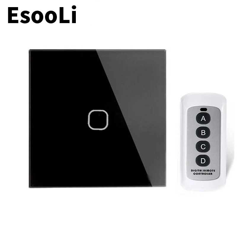 EsooLi Gold smart Switch 1/2/3 Gang  1 Way EU/UK Standard Touch Switch Wall Light Wireless Remote Control Touch Screen Switch