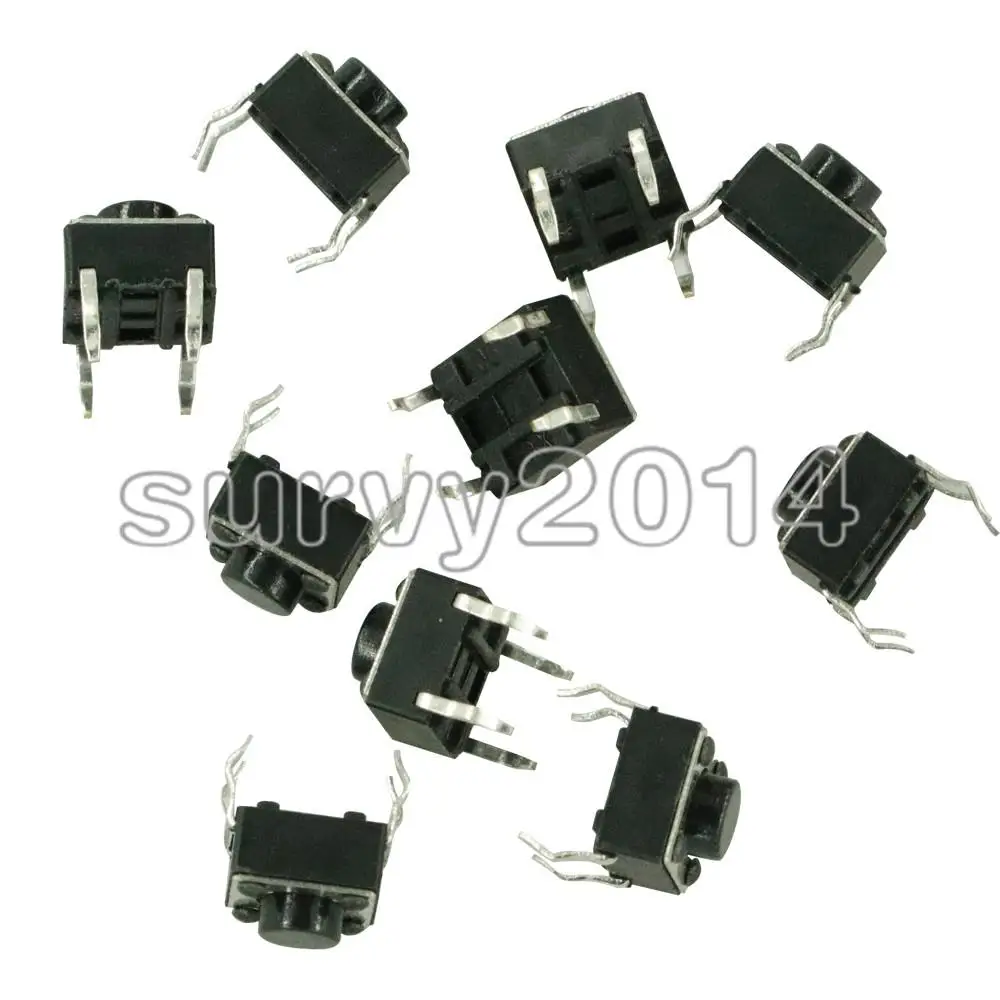 100 Pcs Tactile Switch Tact 6 X 6 X 5 Mm 4-pin Dip-micro\'s Feet Of Vertical Copper Power Switch Button