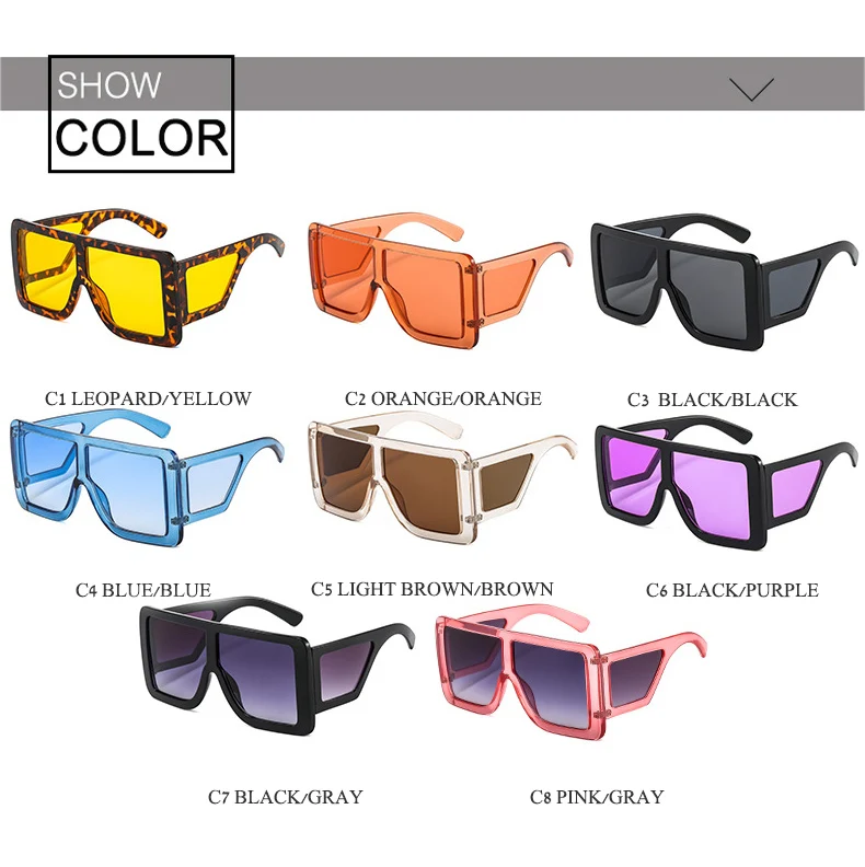 OEC-MANAGEMENT CPO Ein Stück Goggle Sonnenbrille Frauen Übergroßen Quadratischen Gläser Mode Rosa Grau Sonnenbrille Männer Retro Brillen UV400 – Detail 4