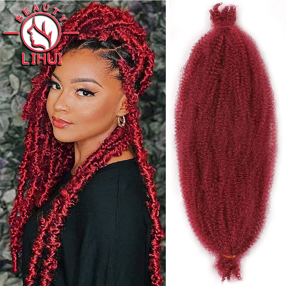 long Marely Braids  Fluffy Afro Kinky Curl Twist Crochet Braid Hair Yaki Curl Crochet Synthetic Braiding Hair 28inch Lihui