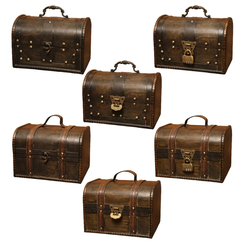 

Wooden Pirate Jewelry Storage Box Vintage Treasure Chest for Wooden Organizer