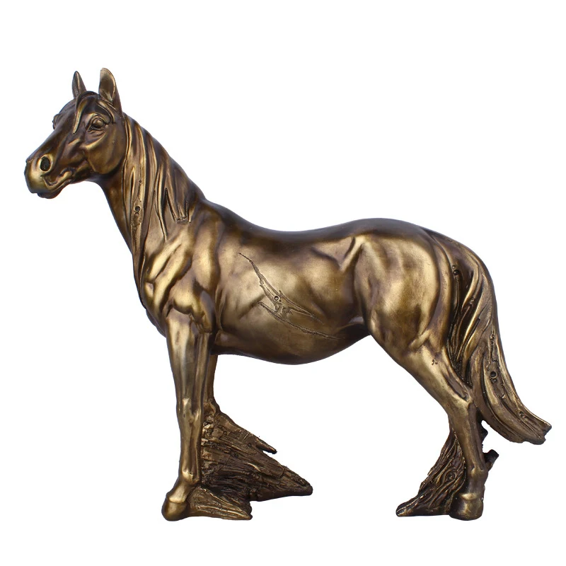 

Exquisite Bronze Horse Miniature Model Home Decoration Figurines Creative Animal Statue Living Room Decoration Resin Ornaments