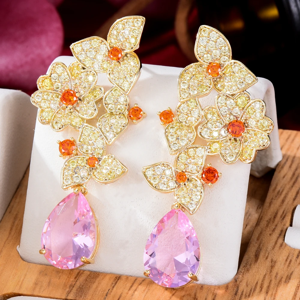

missvikki Boho Sweet Romantic Luxury Flowers Earrings with Zirconia Stones 2022 Women Engagement Party Jewelry High Quality