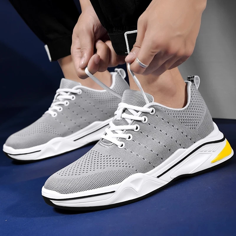 FUQIAO Men Heightening Shoes Elevator Shoes Height Increase Shoes for Men Casual Height Shoes Insole 6CM Black Gray Shoes