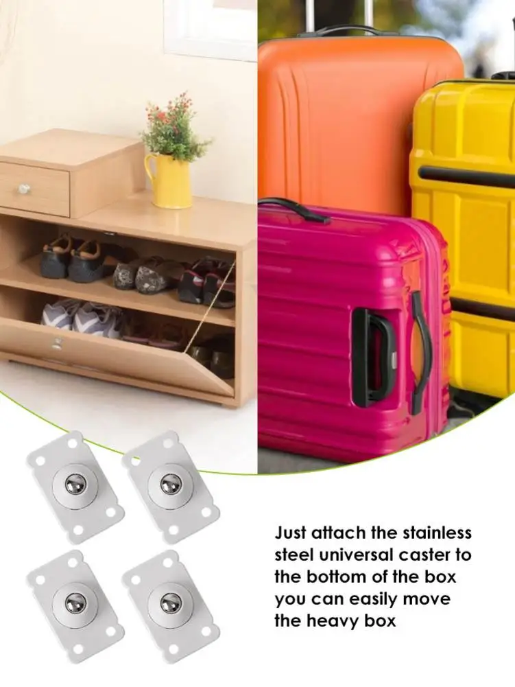 Drop-Shipping 4pcs Adhesive Swivel Casters Furniture Wheel For Storage Box Trash Can Universal Pulleys Sticky Wheels No Drilling