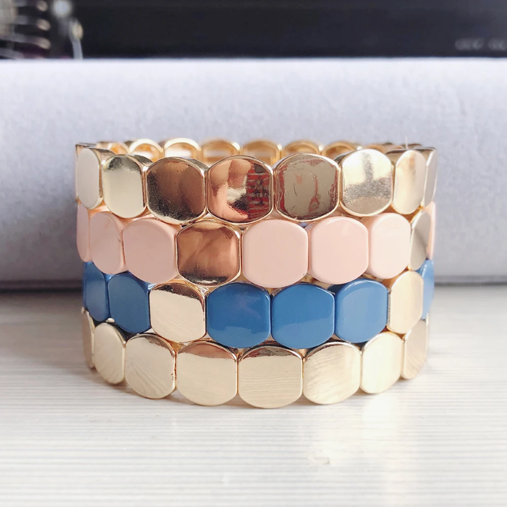 New Hot Color Enamel Unisex Bracelets Colorful Honeycomb Shaped Fashion Bangles for Men Alloy Instagram Trendy  Bracelet