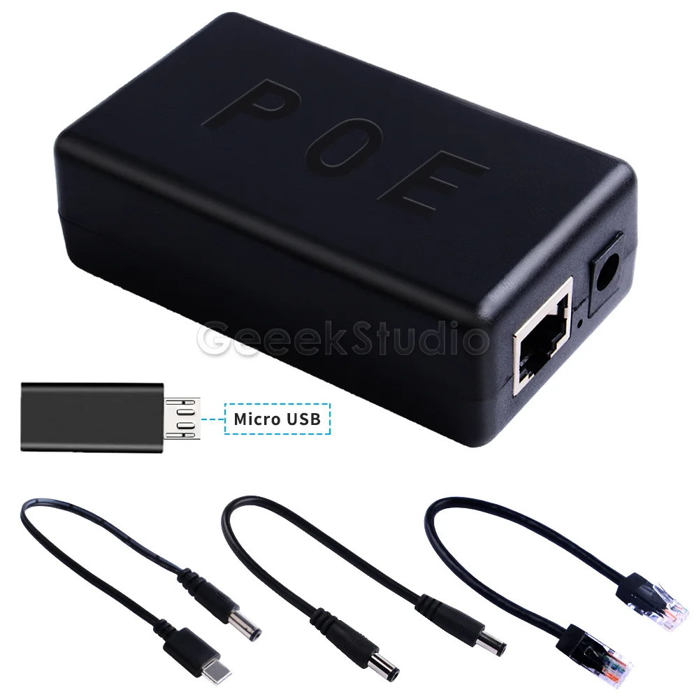 

Gigabit Raspberry Pi 4 B / 3B+ Active PoE Splitter USB TYPE C 48V to 5V Power Over Ethernet cable PoE Switch