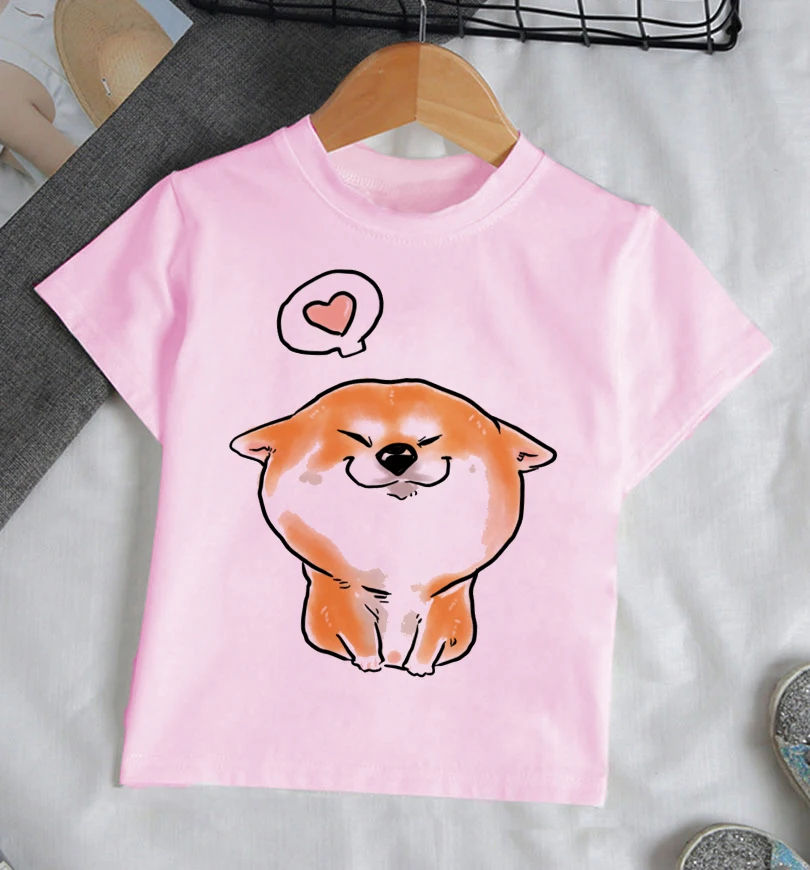 Cartoon Print Baby T Shirt For Summer Kids Boys Girls T-Shirts Clothes Pink Corgi Toddler Tops Toddler Girl Shirts Girls Shirt